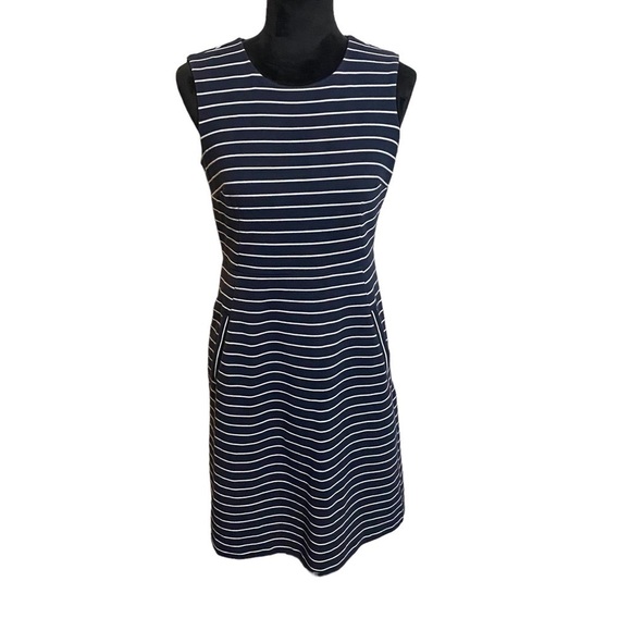 Lands End Navy Blue and White Dress Nautical Preppy Vacation Resort Cruise Sz 6 - Picture 1 of 12